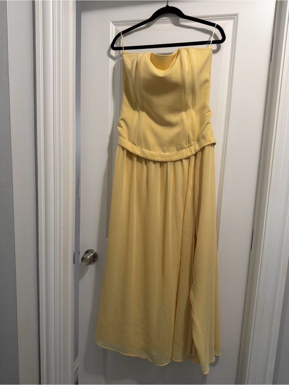Line & Dot Pale Yellow Strapless Dress